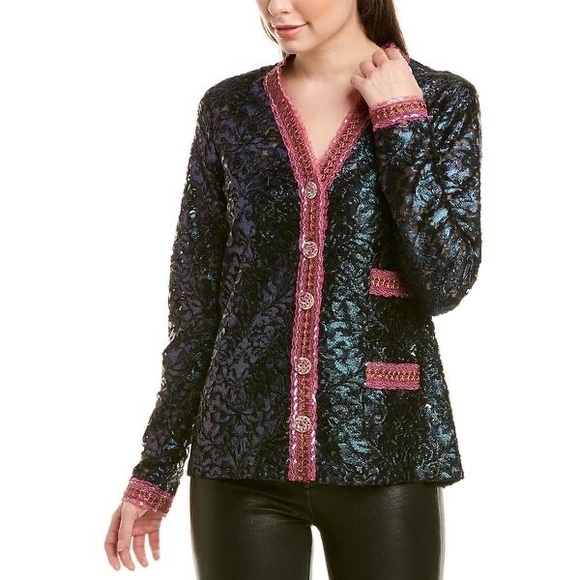 Anna Sui Sea Sparkle Long Sleeve Knit Cardigan